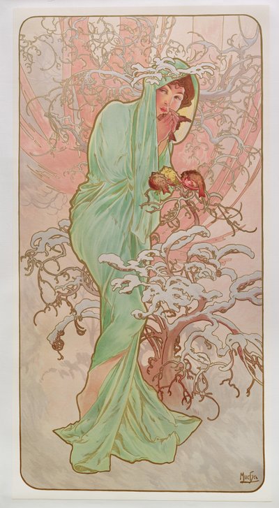 De Seizoenen: Winter door Alphonse Mucha